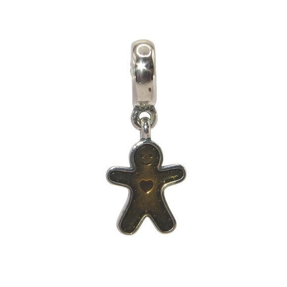 Pandora Christmas Gingerbread Man Cookie Enamel & SS .925 Charm 790997EN29 - Picture 1 of 7